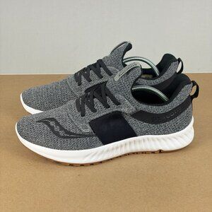 Saucony Stretch & Go Pull On Athletic Shoes Mens 9 Gray Black Knit Run Walk